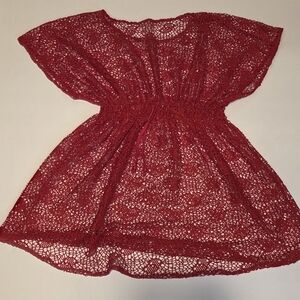 Red Crochet Cover-Up Tunic